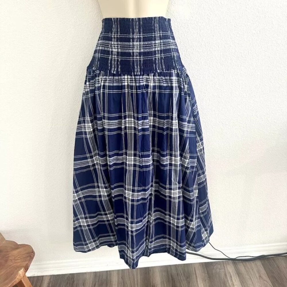 Hill House Blue and White Plaid Midi Skirt - Picture 2 of 8